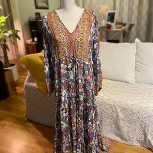 Aura Boho Floral Paisley Maxi Dress